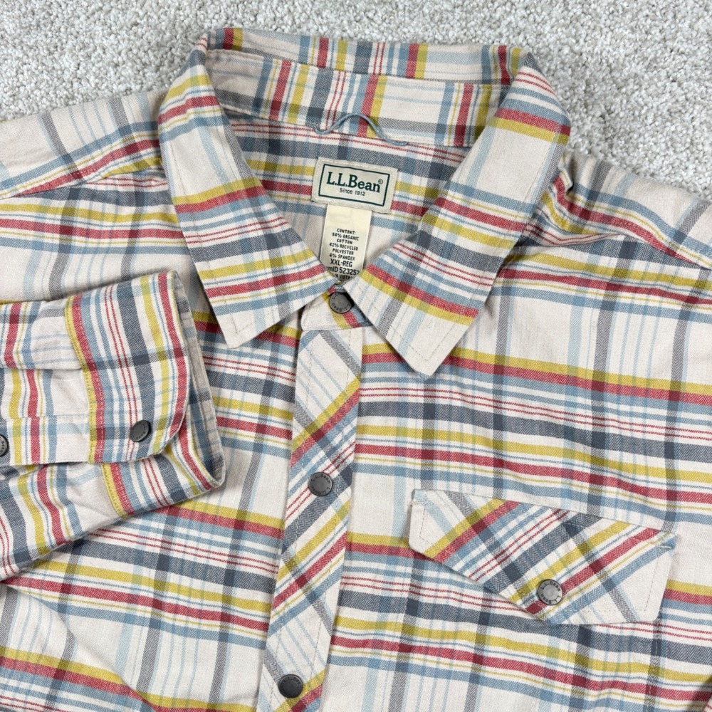 L.L. Bean Button Down Mens XXL Multi Color Plaid Snap Front 523252